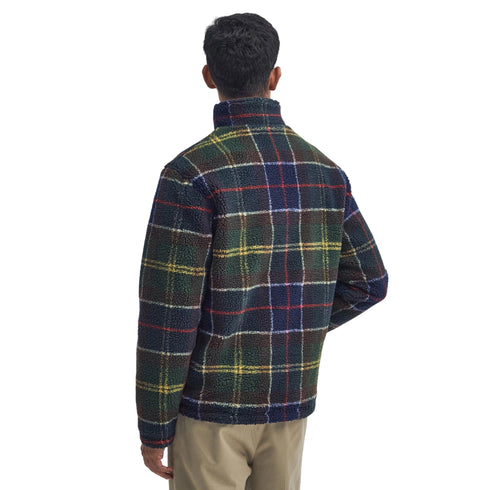 Pile Uomo con motivo tartan e logo ricamato sul petto
